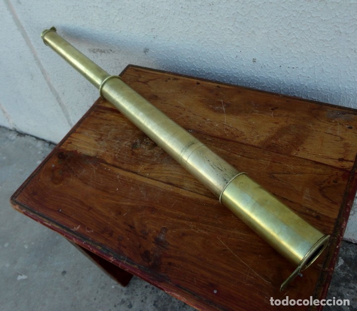 Antig&uuml;edades: Catalejo antiguo de laton, retractil - Foto 7