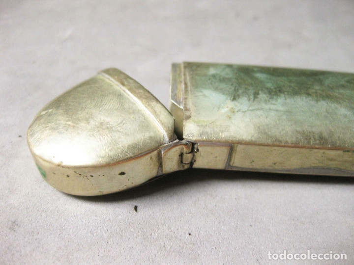 Antig&uuml;edades: Funda de gafas en lat&oacute;n blanco o alpaca. - Foto 3