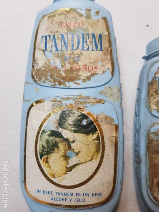Antig&uuml;edades: Botes antiguos de polvos de Talco TANDEM llenos - Foto 5