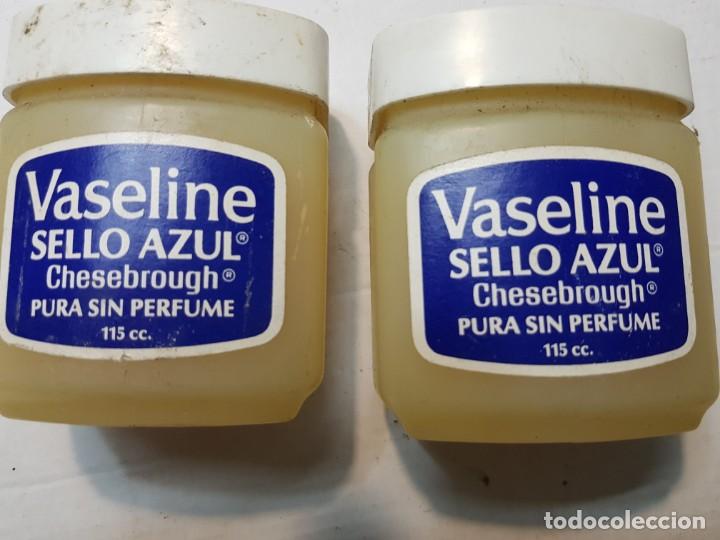 Antig&uuml;edades: Botes antiguos de VASELINE SELLO AZUL llenos - Foto 5