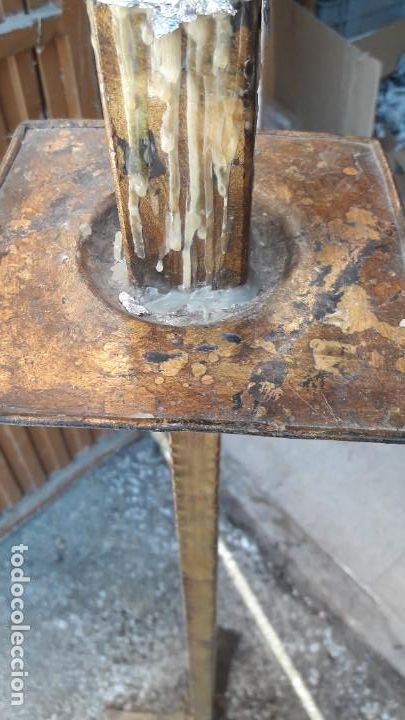 Antig&uuml;edades: Pie de l&aacute;mpara hierro dorado - Foto 4