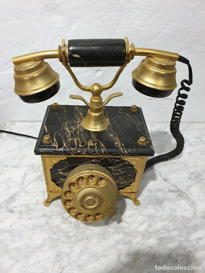 Tel&eacute;fonos: TELEFONO ANTIGUO MARMOL Y LATON - Foto 2