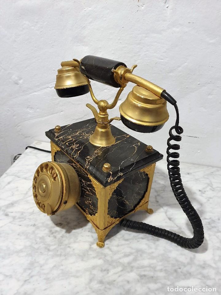 Tel&eacute;fonos: TELEFONO ANTIGUO MARMOL Y LATON - Foto 3