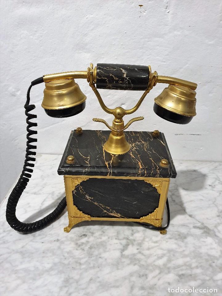 Tel&eacute;fonos: TELEFONO ANTIGUO MARMOL Y LATON - Foto 4