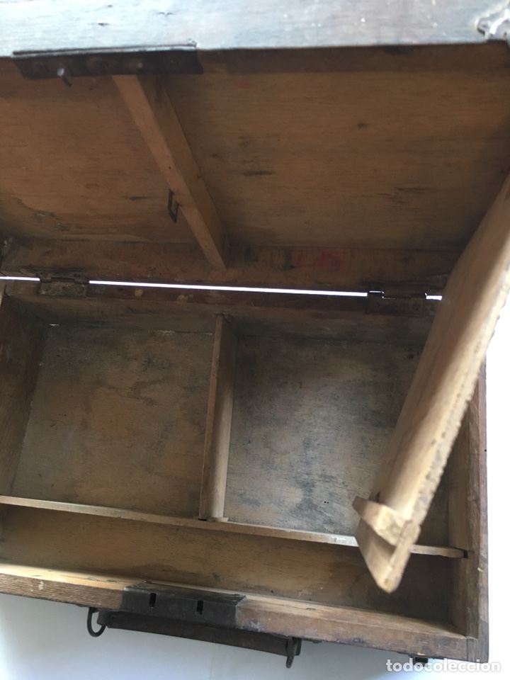 Antig&uuml;edades: CAJA DE MADERA DE BARBERO. - Foto 4