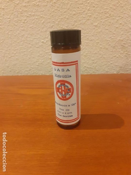 Antig&uuml;edades: bote de cristal de gasa hidrofila esterilizada - Foto 1