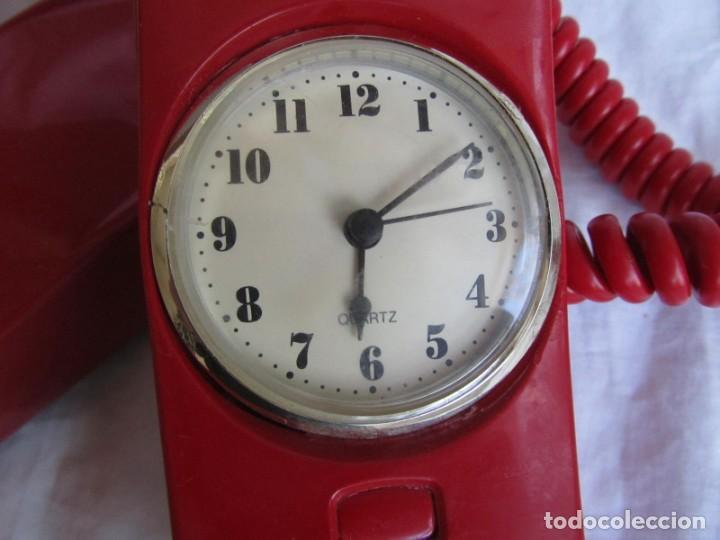 Tel&eacute;fonos: Tel&eacute;fono gondola rojo con reloj (funcionando) - Foto 9