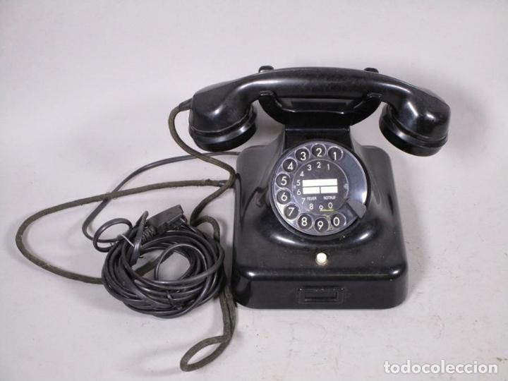 Teléfonos: ANTIGUO CLASICO SIEMENS TELEFONO DE DIAL ROTATIVO w48 MT, negro FUNCIONANDO - Foto 1 - 199781801