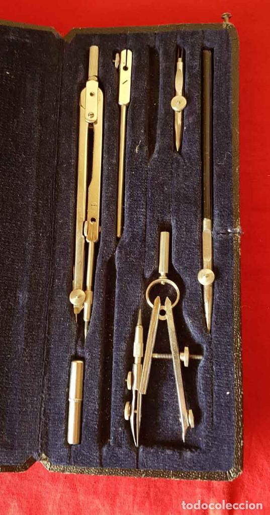 Antig&uuml;edades: JUEGO DE COMPAS antiguo, con estuche de madera - Foto 2