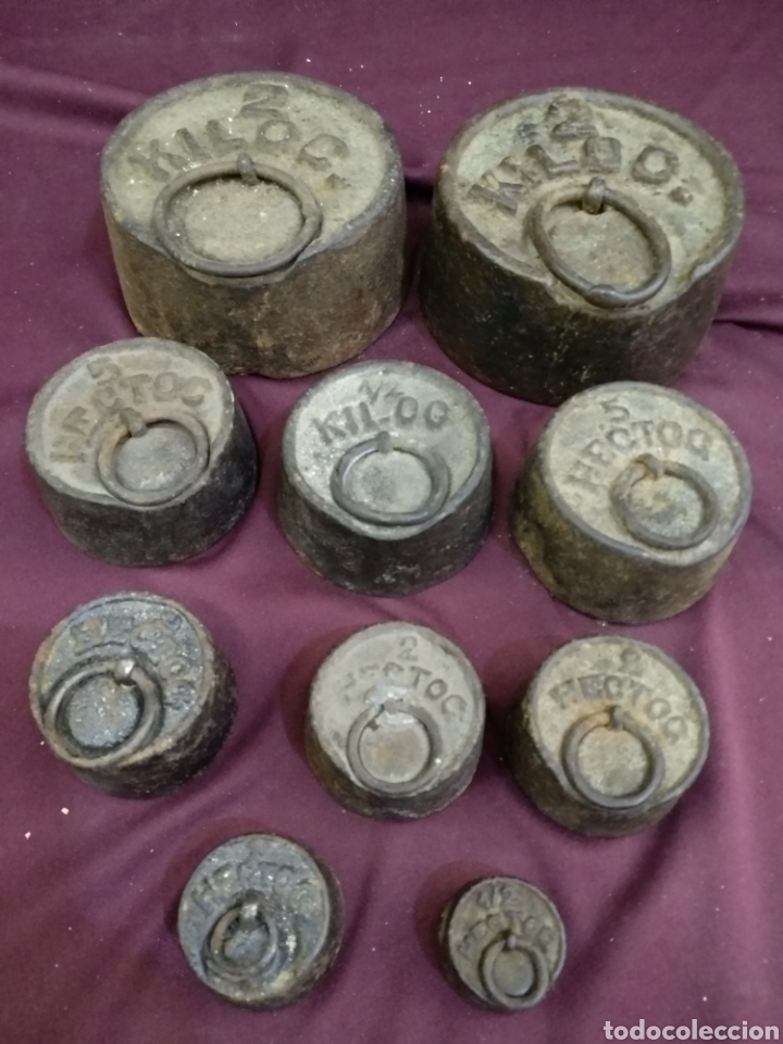 Antig&uuml;edades: Lote de 10 pesas para balanza - Foto 2