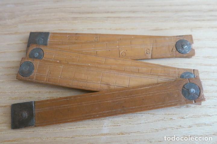 Antig&uuml;edades: metro de madera antiguo de 58 centimetros - Foto 2