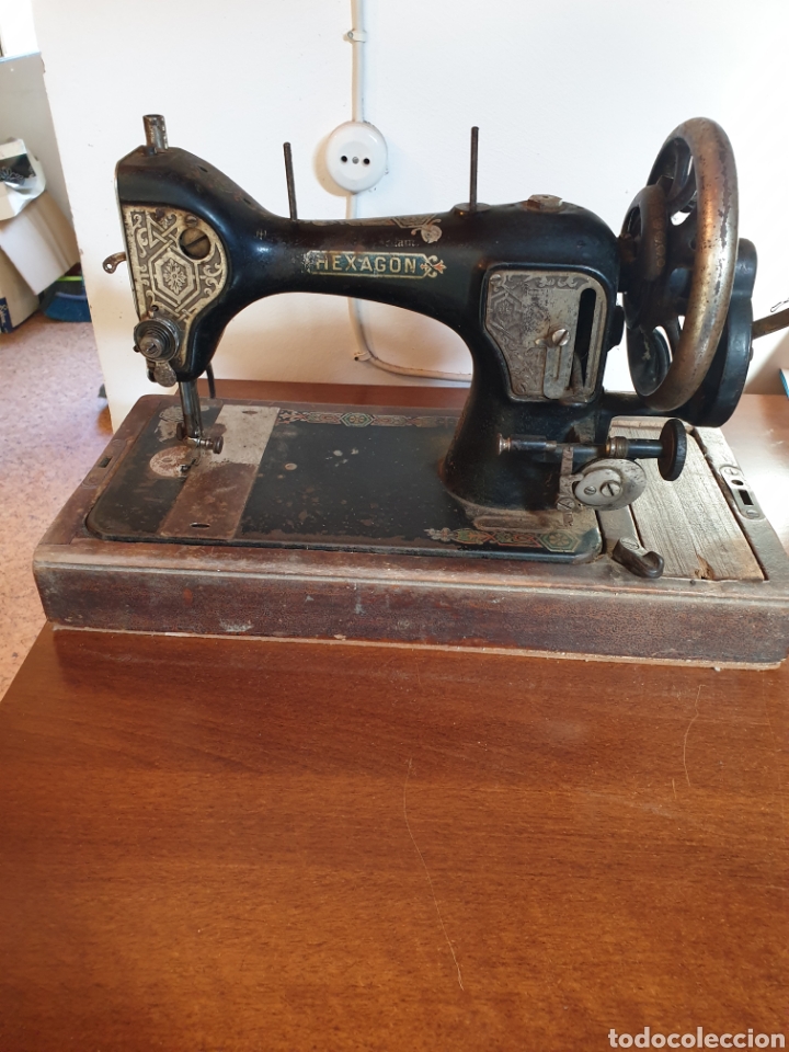 maquina de coser manual muy antigua hexagon - Compra venta en