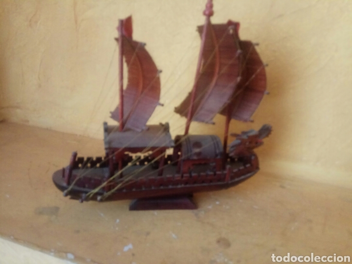 Antig&uuml;edades: Barcaza china 21 cm madera - Foto 2