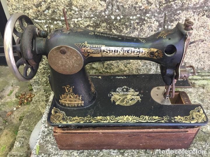 maquina de coser manual muy antigua hexagon - Compra venta en todocoleccion