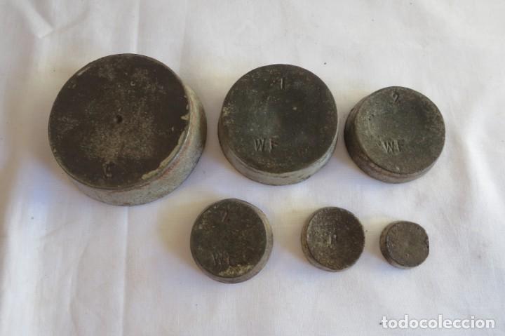 Antig&uuml;edades: pila de pesas inglesas de 1 libra a 1/2 onza - Foto 4