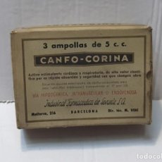 Antigüedades: FARMACIA ANTIGUO MEDICAMENTO CANFO-CORINA LABORATORIOS INDUSTRIAL LEVANTE 30-40 SIN ABRIR. Lote 217538998