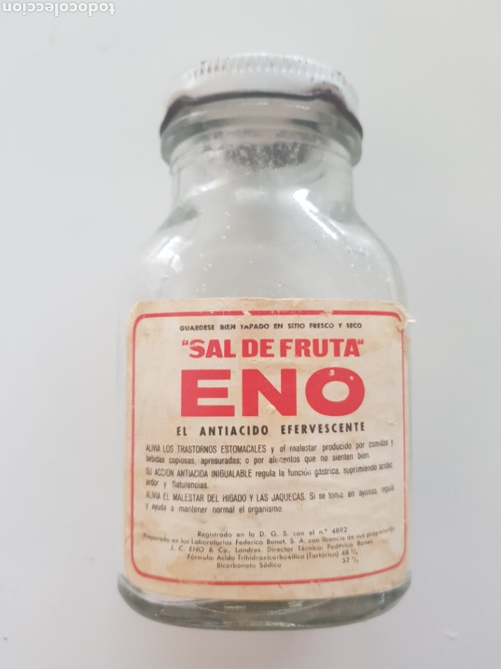 antiguo bote de sal de frutas eno - Compra venta en todocoleccion