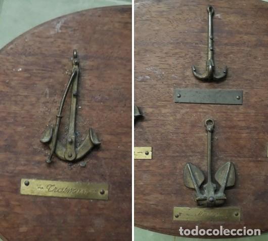 Antig&uuml;edades: METOPA PARED MADERA Y BRONCE ..4 ANCLAS - Foto 2