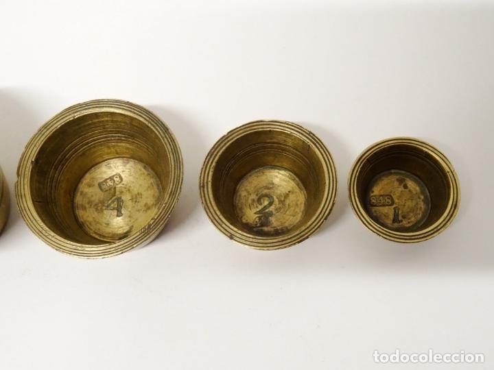Antigüedades: Ponderal de vasos anidados. Incompleto. Peso farmacéutico Austria, de 1848 - Foto 8 - 219429376