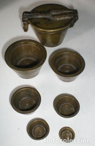 Antigüedades: Ponderal de vasos anidados. Incompleto. Finales del siglo XVIII. Interesantes marcas - Foto 7 - 219439771