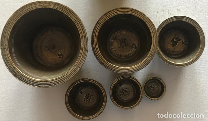 Antigüedades: Ponderal de vasos anidados. Incompleto. Finales del siglo XVIII. Interesantes marcas - Foto 13 - 219439771