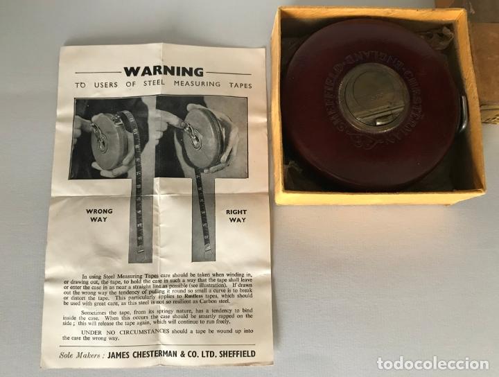 Antig&uuml;edades: Cinta de medir inglesa de 1930. Chesterman & Sheffield - Foto 3