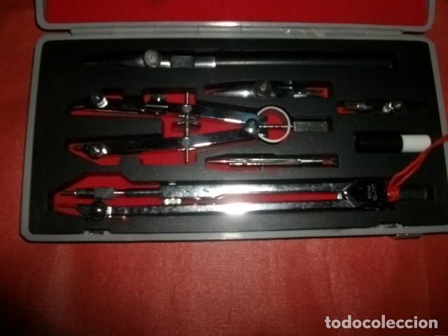 Antig&uuml;edades: CAJA DE COMP&Aacute;S/COMPASES LASTER (7 piezas) - Foto 2