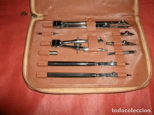 Antig&uuml;edades: ESTUCHE DE COMP&Aacute;S/COMPASES LASTER CON CREMALLERA (9 ELEMENTOS) - Foto 2