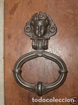 Antig&uuml;edades: Aldaba de puerta francesa de hierro de finales del siglo XIX. - Foto 10