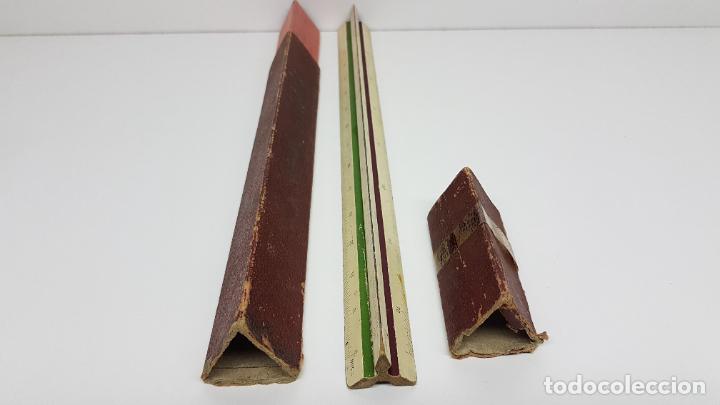 Antig&uuml;edades: MUY ANTIGUO ESCALIMETRO DE MADERA - TRIANGULAR CON 6 ESCALAS CL&Aacute;SICAS - - Foto 4