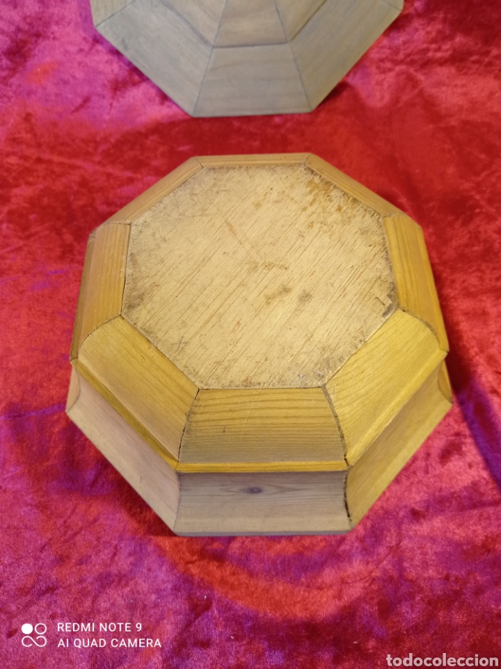 Antig&uuml;edades: Molde octagonal de madera para la fabricar de soperas. Compuesto de 2 piezas. - Foto 4
