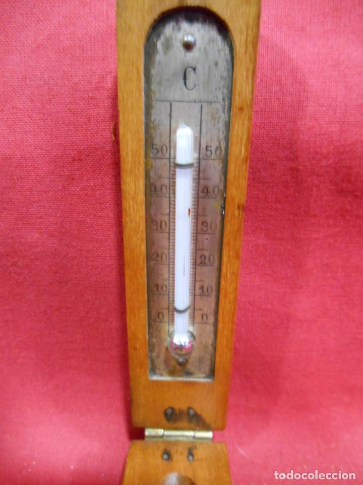 Antig&uuml;edades: ANTIGUO TERMOMETRO DE ESCRITORIO EN ESTUCHE DE MADERA - Foto 3
