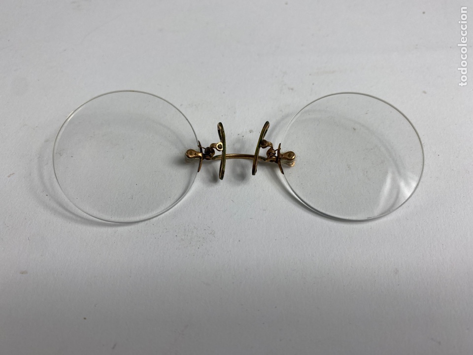 Antig&uuml;edades: GAFAS DE CRISTAL Y METAL DORADO. - Foto 2