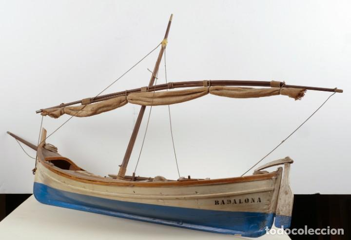 Antiques: Maqueta de barca, siglo XIX. Badalona. 40cmx60cm