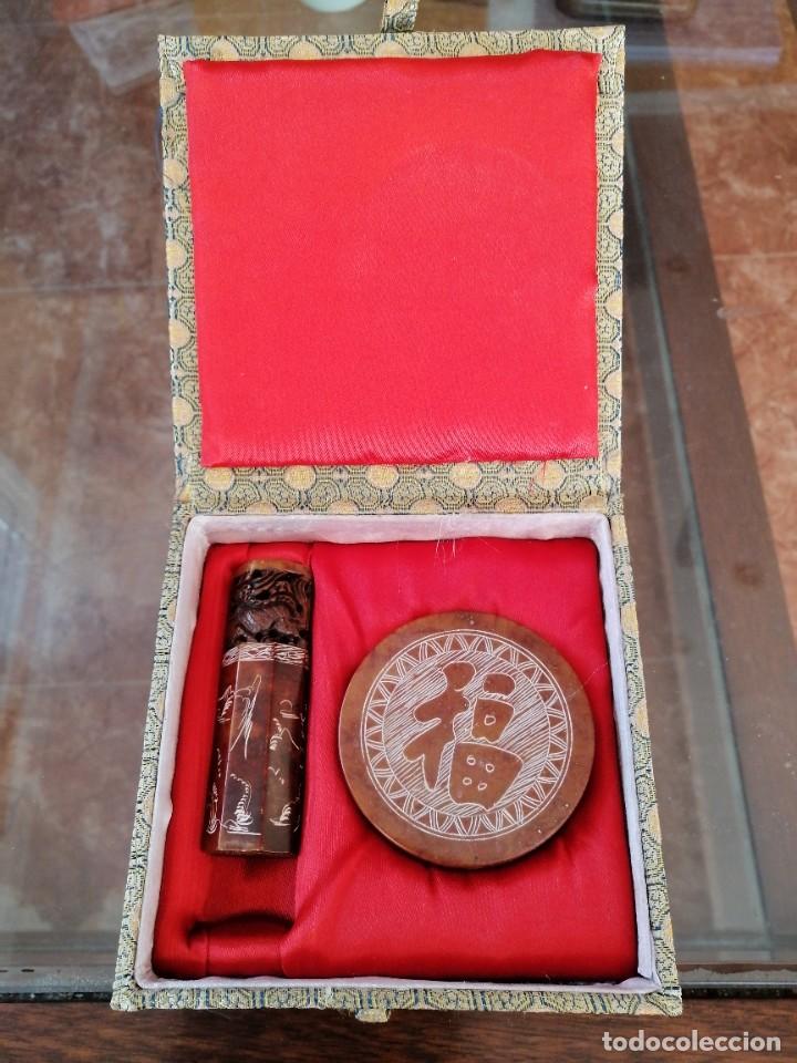 Antig&uuml;edades: ESTUCHE CON SELLO KOREANO Y RECIPIENTE CON LACRE ROJO - Foto 20