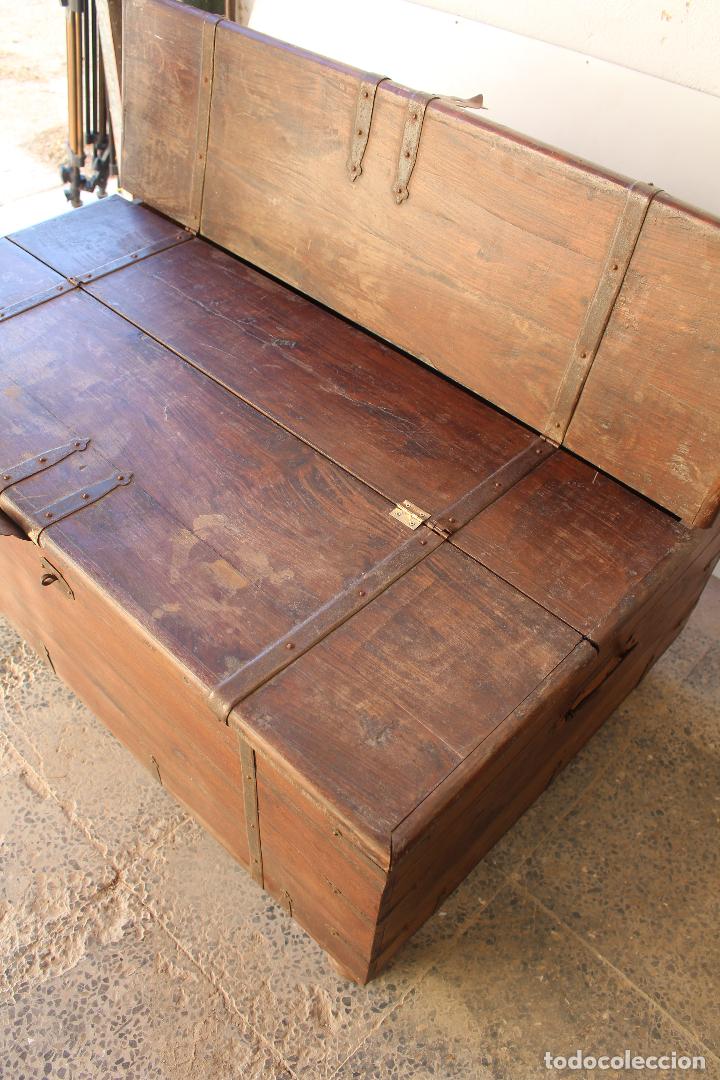 Antig&uuml;edades: caja baul cofre capitan de barco - Foto 17