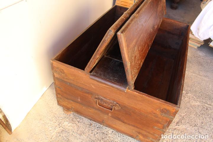 Antig&uuml;edades: caja baul cofre capitan de barco - Foto 21