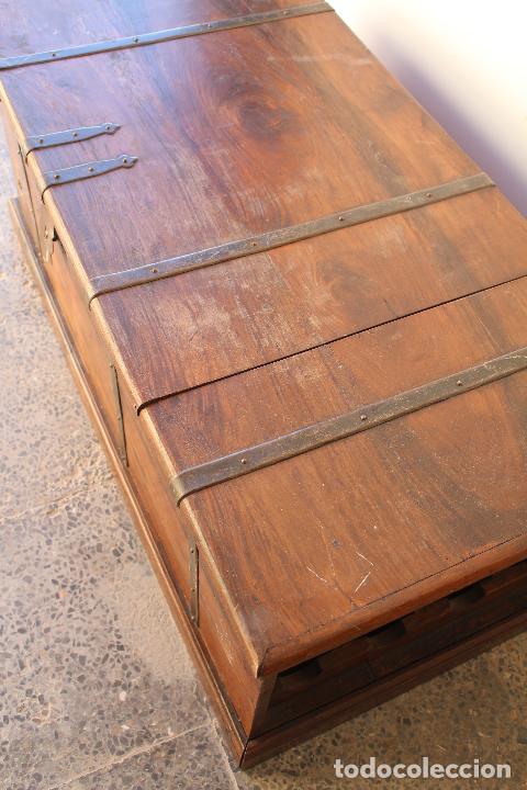 Antig&uuml;edades: caja baul cojunto cofre capitan de barco - Foto 2