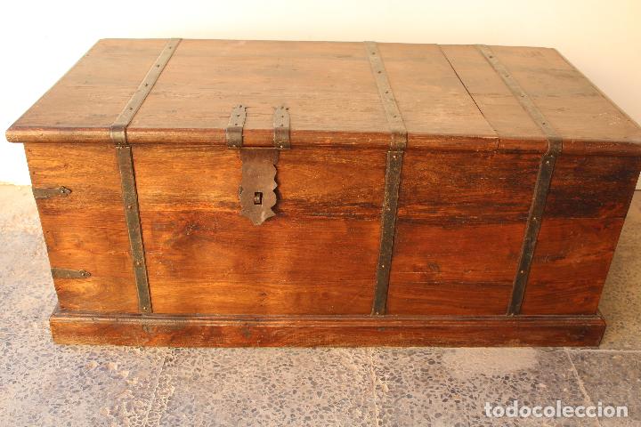 Antig&uuml;edades: caja baul cojunto cofre capitan de barco - Foto 6