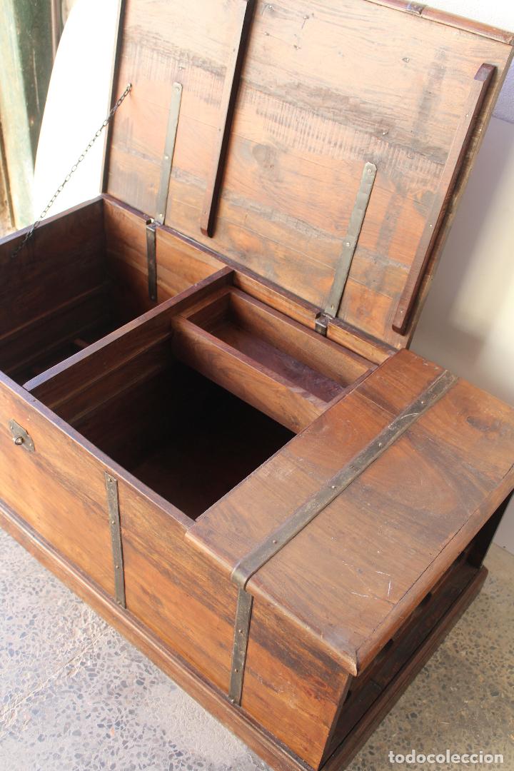 Antig&uuml;edades: caja baul cojunto cofre capitan de barco - Foto 7