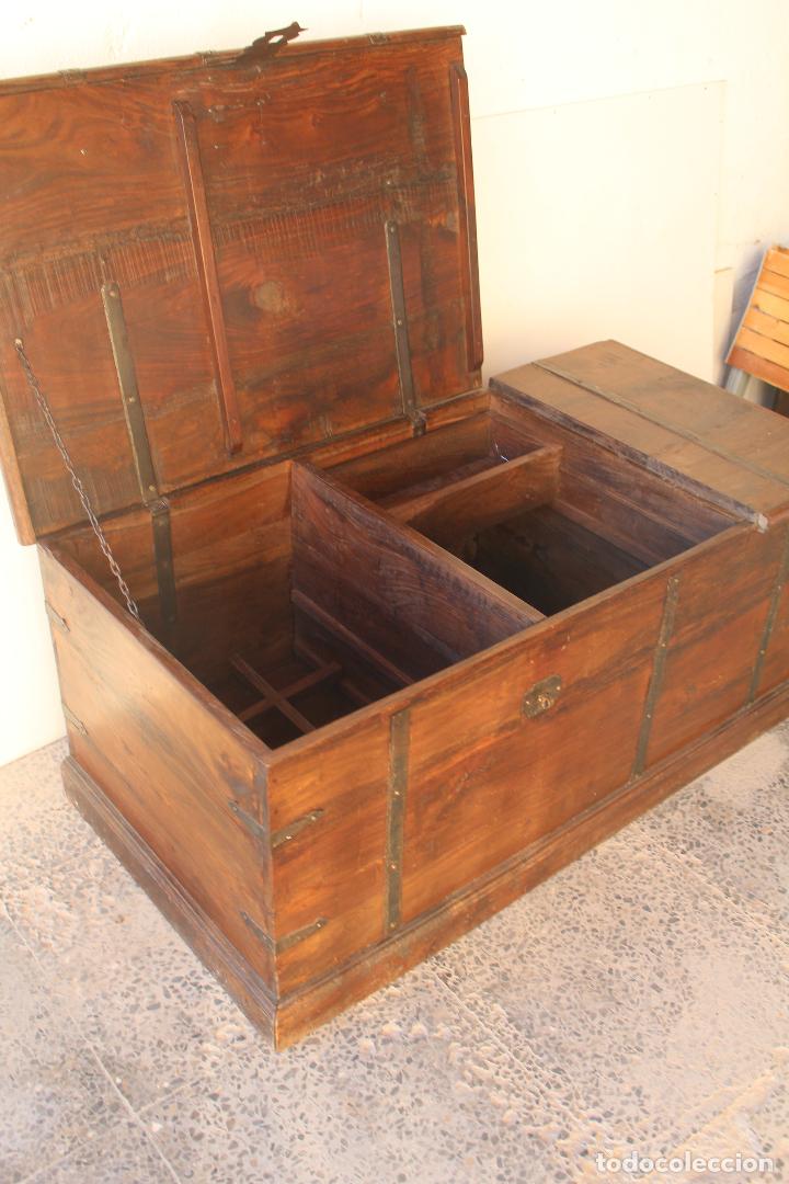 Antig&uuml;edades: caja baul cojunto cofre capitan de barco - Foto 15
