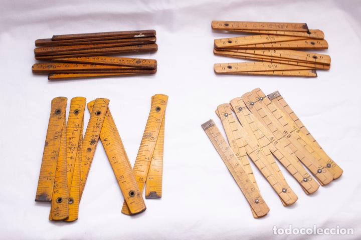Antig&uuml;edades: lote reglas plegables de madera - Foto 1