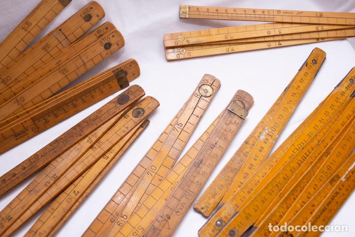 Antig&uuml;edades: lote reglas plegables de madera - Foto 2