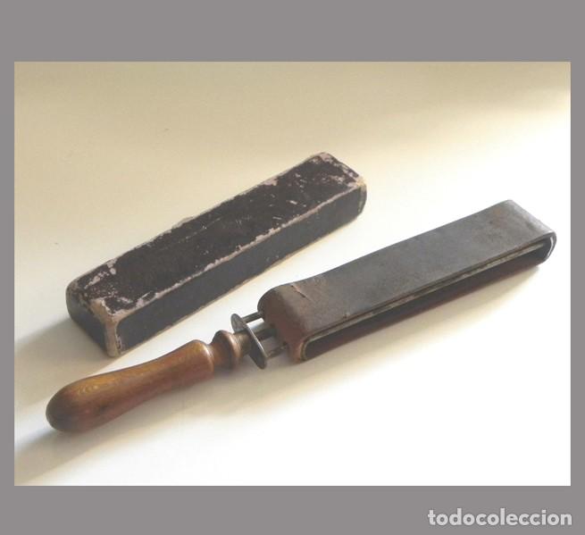 antiguo cuero afilador para navajas barbero - Compra venta en todocoleccion