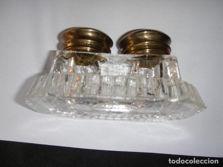 Antig&uuml;edades: ANTIGUO TINTERO DE CRISTAL / VIDRIO Y BRONCE - Foto 11