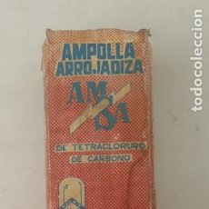 Antigüedades: AMPOLLA ARROJADIZA 500 CC TETRACLORURO DE CARBONO EXTINTORES INCENDIOS AMSA / AUTÓGENA MARTÍNEZ S.A.. Lote 258788000