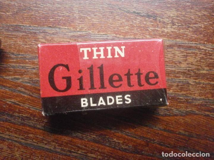 Antig&uuml;edades: CAJA 10 CUCHILLAS AFEITAR THIN GILLETTE BLADE - Foto 1
