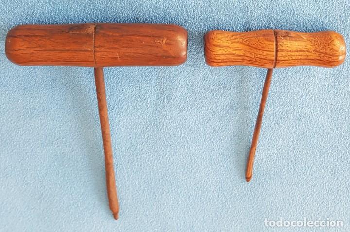 Antig&uuml;edades: 01-Juego 2 peque&ntilde;as barrenas antiguas con mango de madera - Foto 3