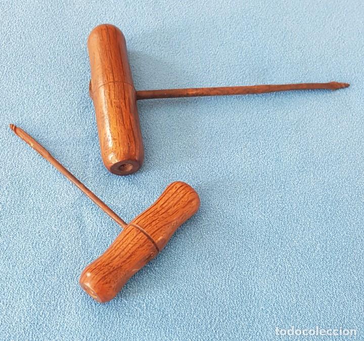 Antig&uuml;edades: 01-Juego 2 peque&ntilde;as barrenas antiguas con mango de madera - Foto 4