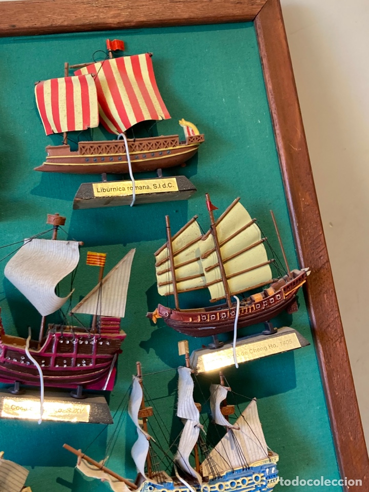 Antig&uuml;edades: Bonito cuadro con ministuras de barco - Foto 4